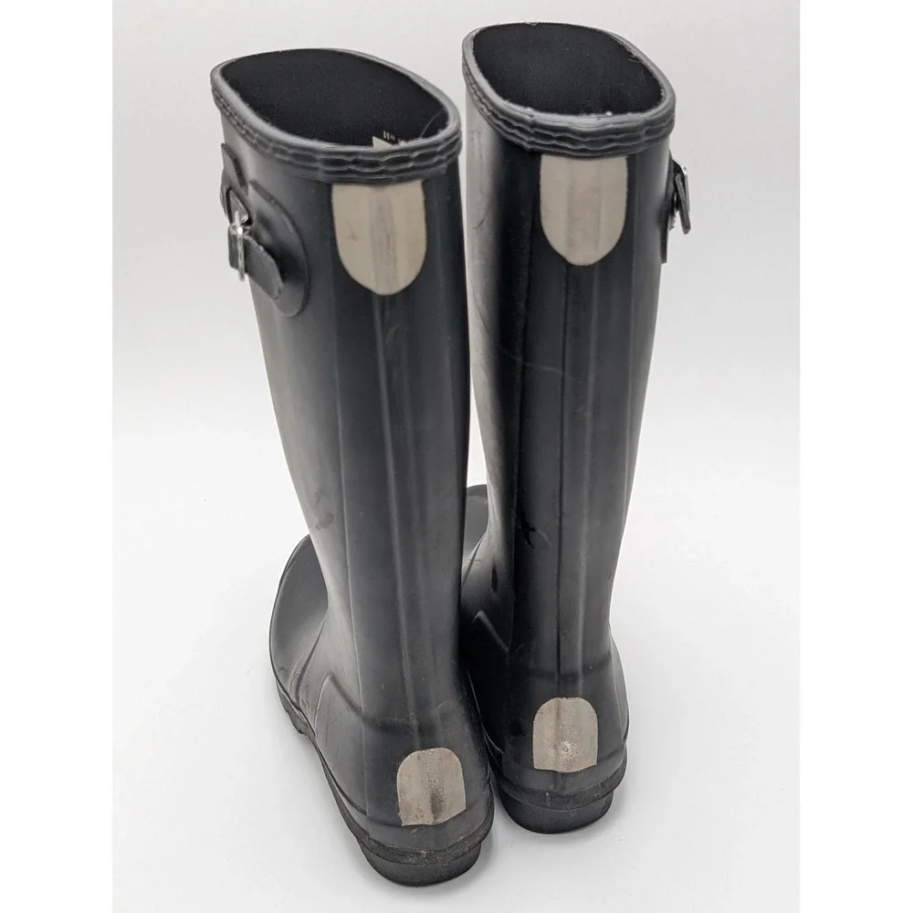 Hunter Rain Boots Women 5 Black Original Tall Matte Waterproof Rubber Buckle